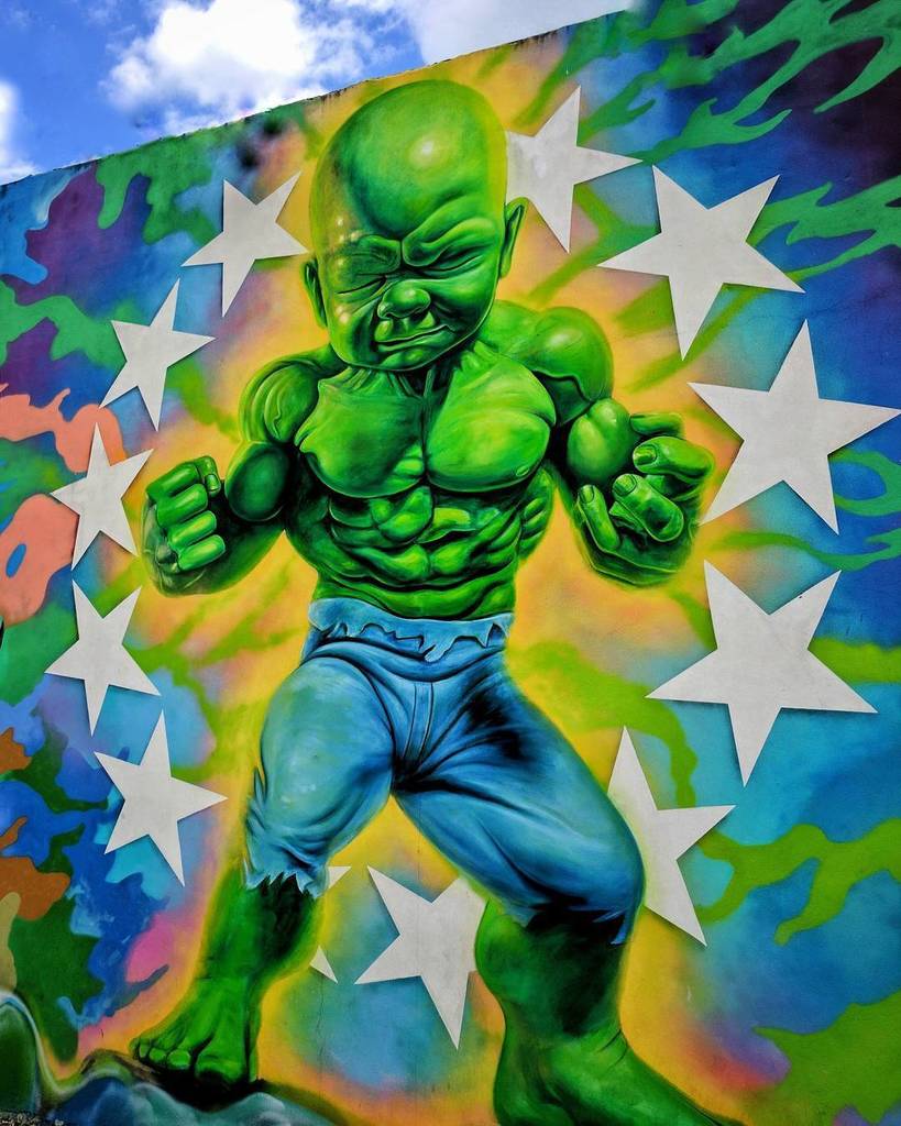 ThinkFastPhoto's tweet photo. Hulk Baby ... #wynwoodwalls #wallart #graphicart #ronenglish #ronenglishart #ThinkFastPhoto #FromInstagram https://t.co/ugEDelDum8