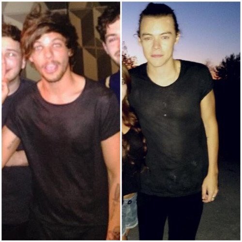 larrybelonghome's tweet photo. Louis wearing Harry's clothes https://t.co/aUQG0zwdtp