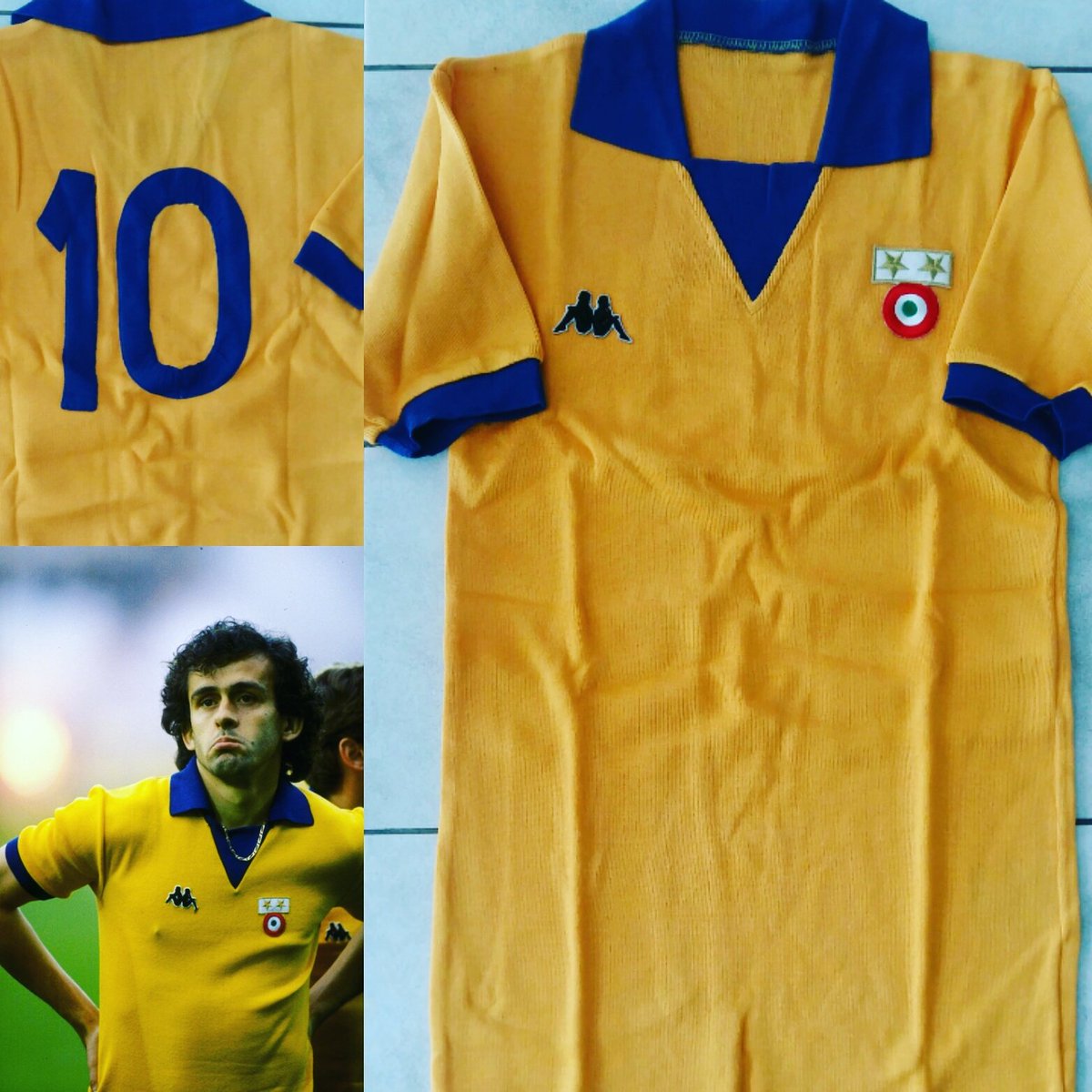offsideretromex's tweet photo. #juventus playera #kappa #10 #platini 1985. LANA no poliester. Numero y logos Bordados #juve #raro #collection https://t.co/75jbvK4Vmo