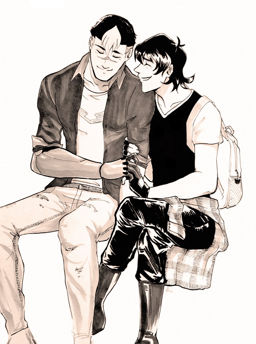 I saw a cute couple sitting on the bus and had to draw #sheith ;o; (but a lot more sappy)