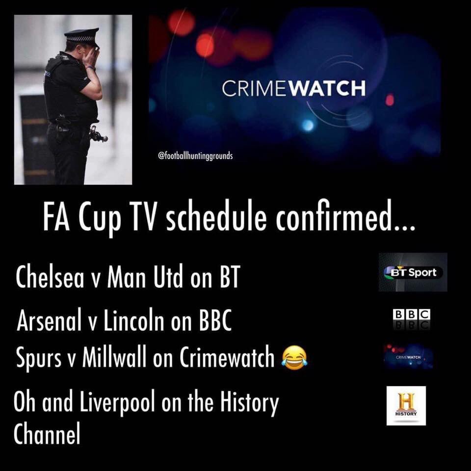NotPaulTisdale's tweet photo. Quarter final TV schedules confirmed. #EmiratesFACup https://t.co/gBOGMauwO8
