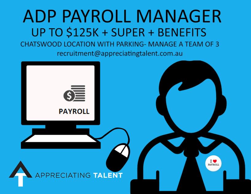 Appreciating_G's tweet photo. @seekjobs #TweetMyJob ADP #Payroll #Manager #Sydney Chatswood $140k pkg #AppreciatingTalent #alwaysaddingvalue 
https://t.co/vbu3OPRGga https://t.co/KDgx4jy2jC