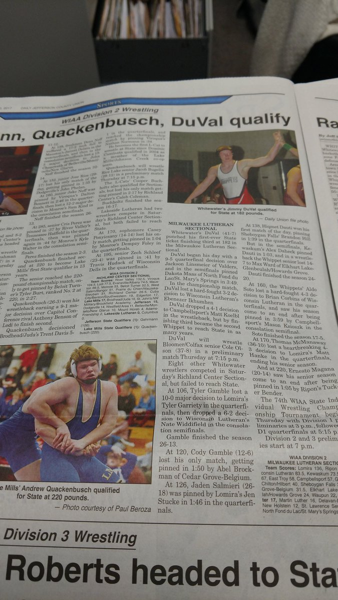 Congratulations to Jimmy DuVal for qualifying for Wrestling State!