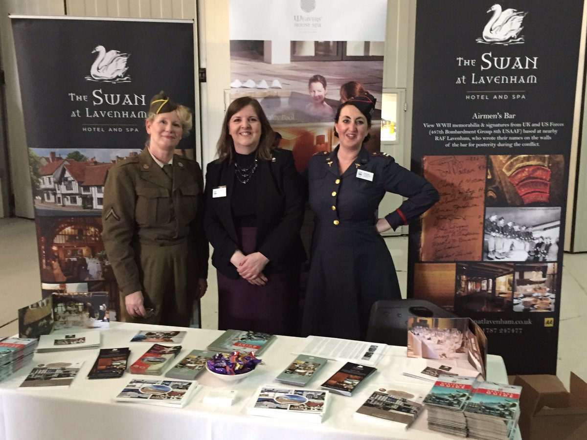 SwanLavenham's tweet photo. @JaneLarcombe54 (centre) on our stand @IWMDuxford today with The Baker Boy Collective @VisitEastAnglia #FriendlyInvasion #8thUSAAF https://t.co/SbHtPu0KIx