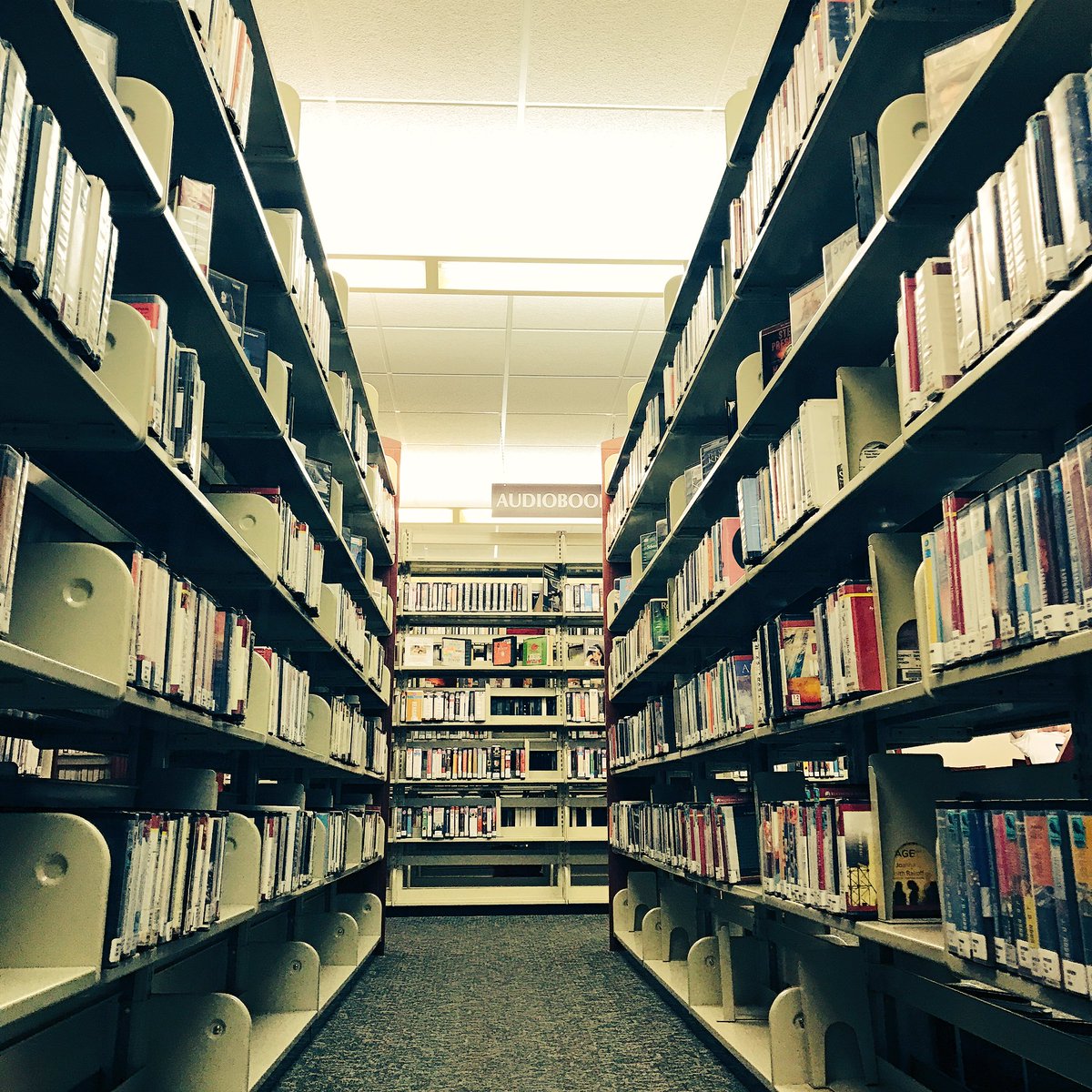PleasurePamela's tweet photo. The #audiobooks section at @schlowlibrary is always one of my favorite places to be. #audiobooknerd #statecollege #librarylove https://t.co/fiqEoUPR7V