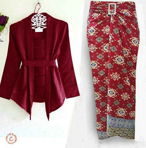 (READY,390gr) Kebaya Laura Maroon,hrg 88rb,Top katun rayon kcg full hidup ld 92 pjg 53-73+Obi+ ROK lilit batik prada