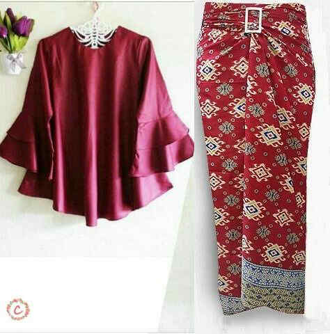 (READY,380gr) Kebaya Trompi Maroon,hrg 97rb,Top kain tenun balotely ada sleting hidup depan ld 96 pjg 70