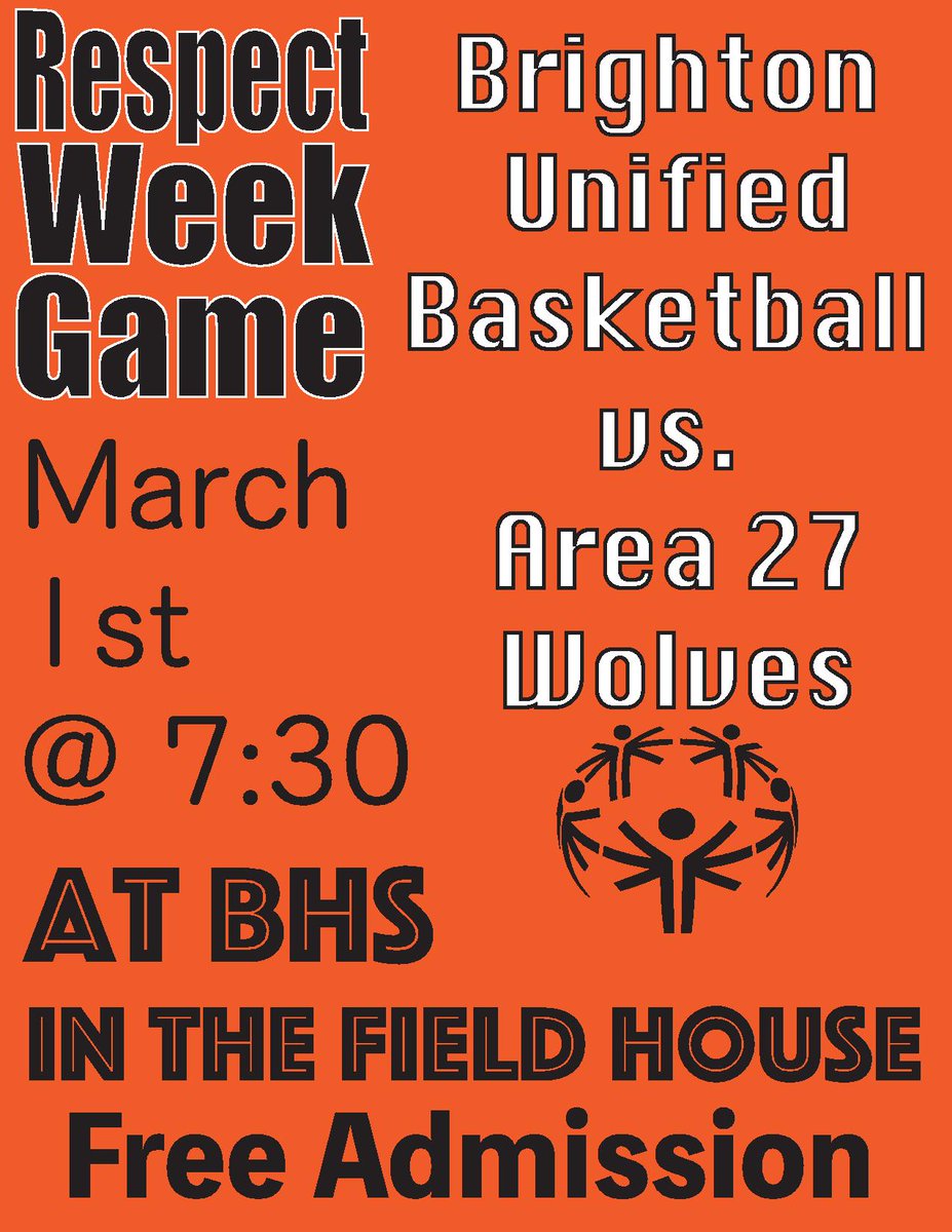 Watch Brighton Unified Basketball on March 1. Brighton Unified Basketball team is a team of individuals with and without disabilities. Free.