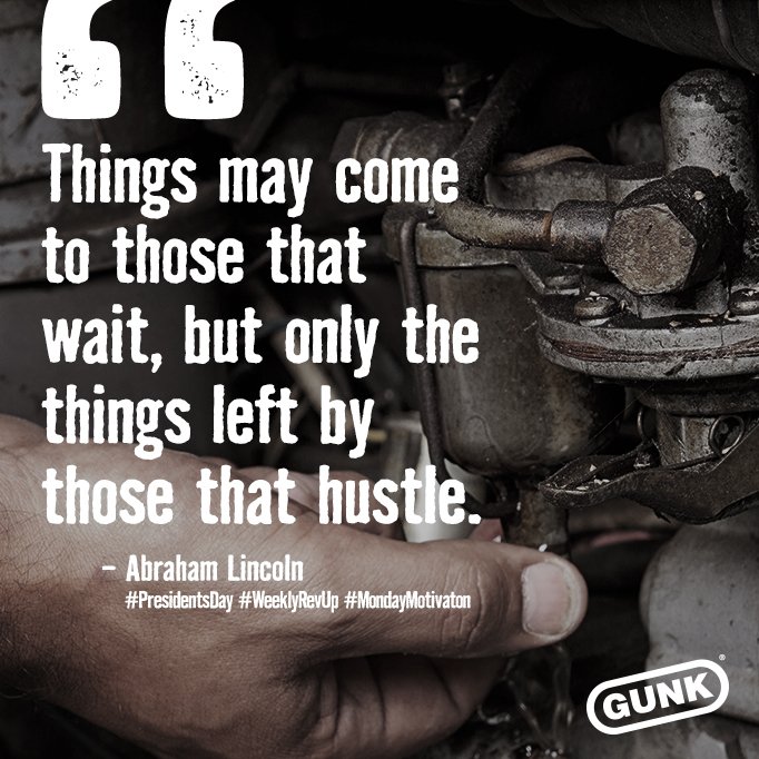 GUNK's tweet photo. More hustle, more muscle. What project are you hustling to finish this week? #PresidentsDay #WeeklyRevUp #MondayMotivation https://t.co/HhwIw1iwsx