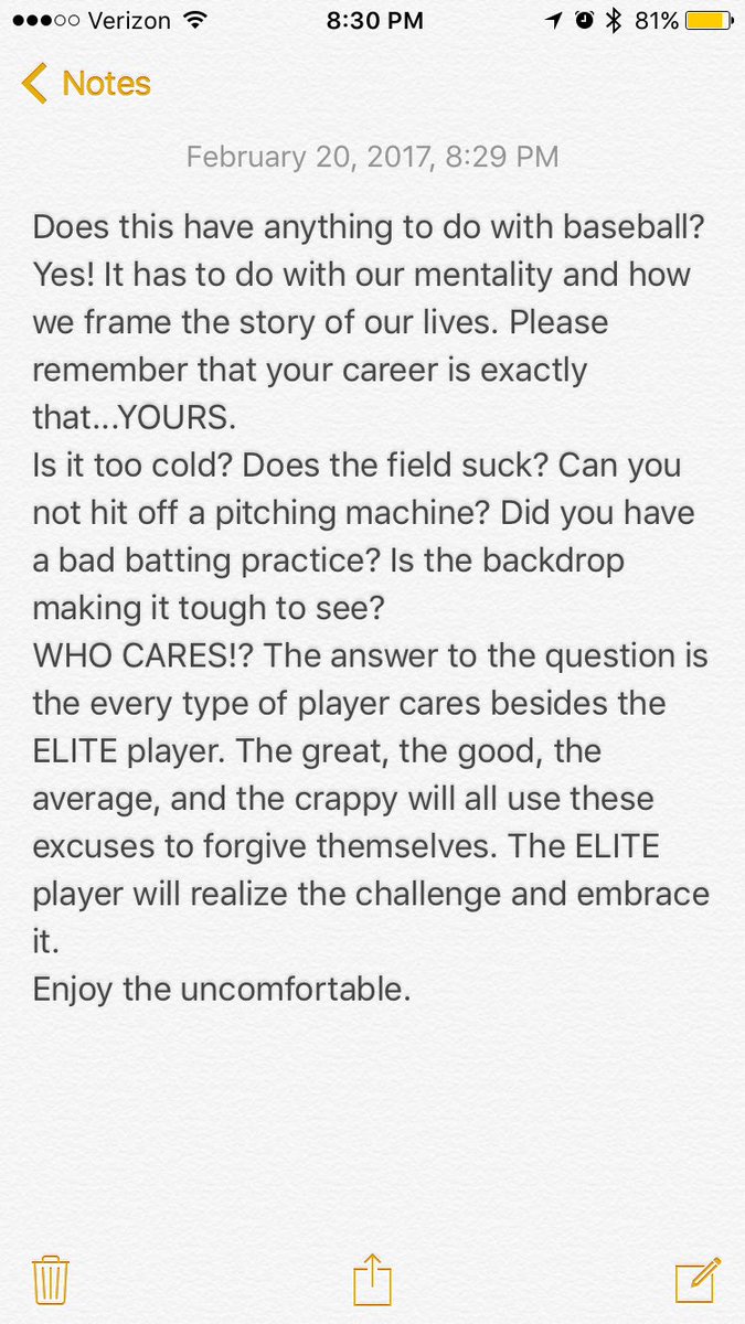 Is it too cold? Is the field 👎🏻? Can u not hit off a pitching machine? WHO CARES?Answer-the good, average &amp; crappy. Be elite! #legitcommit