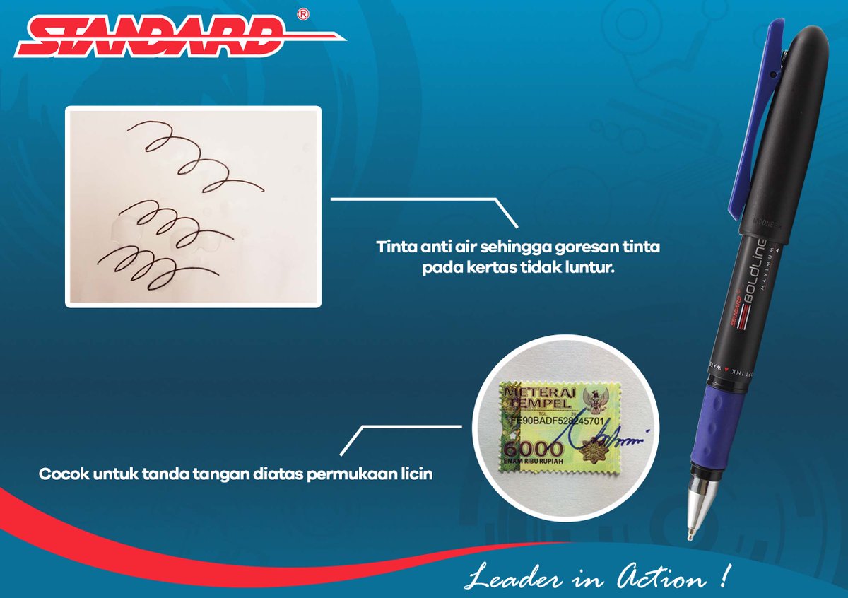 Koleksi Bolpoin Boldliner BMAXX dari Standardpen bolpoin yang memiliki keunggulan memiliki tinta anti air.#BOLDLINERBMAXX #standardpen