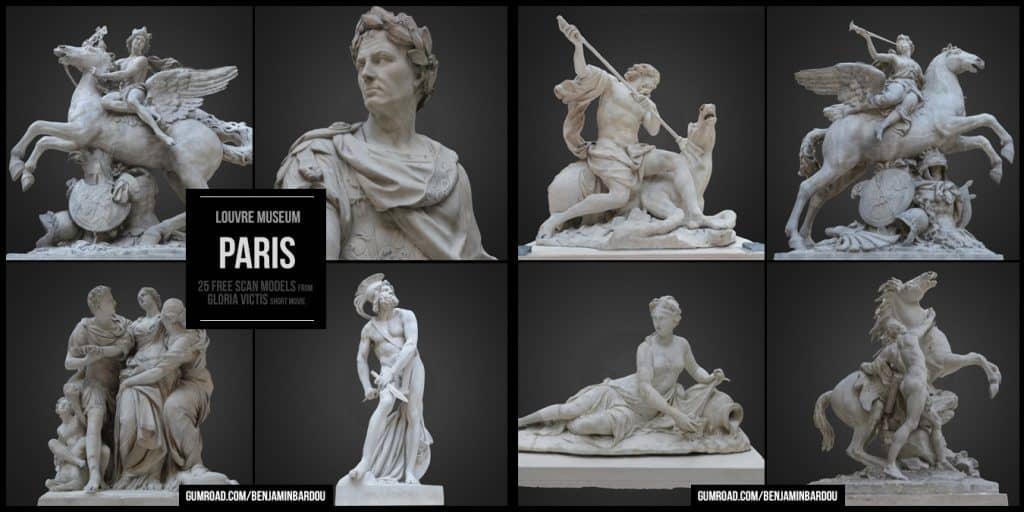 PARIS 25 FREE 3D scans from Louvre Museum - パリ・ルーブル美術館の
