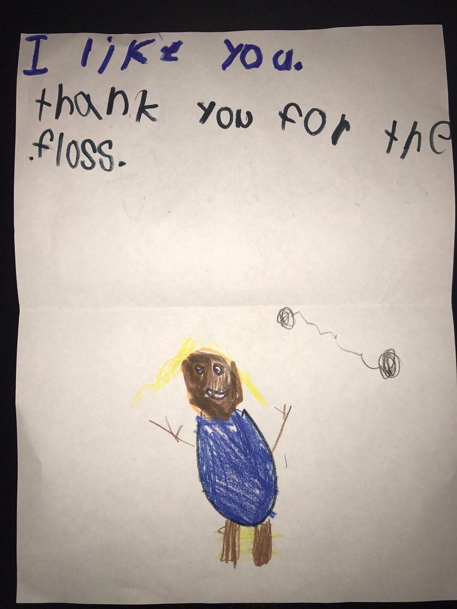 doc_ksu's tweet photo. Some awesome thank you notes from UV kindergarteners.  Who knew floss was so cool.  #UVLearn @SandyRempel @PrincipalPaul https://t.co/IDoYMc3jjG
