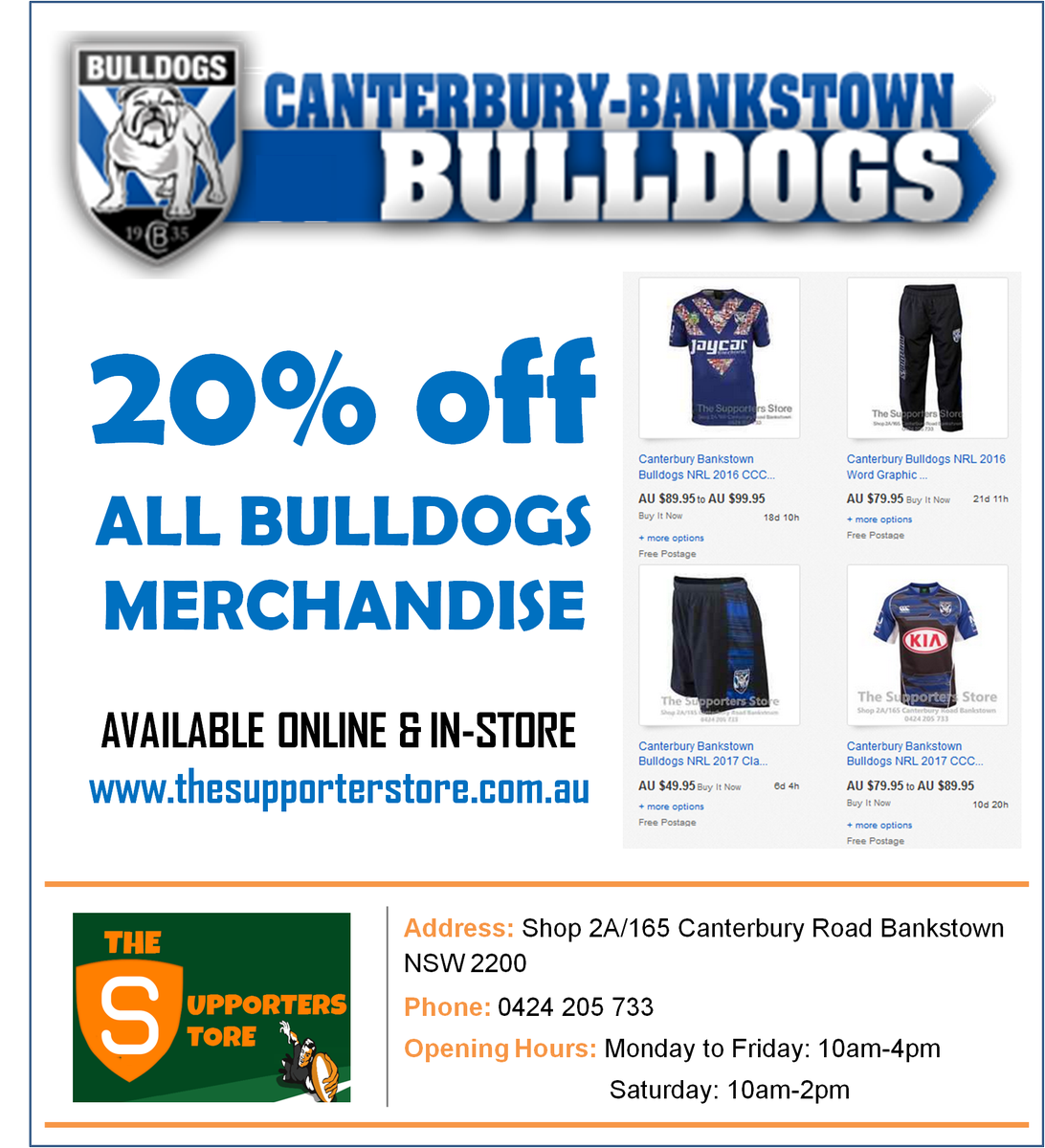supportersstore's tweet photo. Includes all old and new Bulldogs merchandise

20% off with code CSPORT20. Ends 22 Feb. T&amp;Cs apply.

#NRL #nrljerseys #nrl_bulldogs #doggies https://t.co/Dq2lTW6RNI