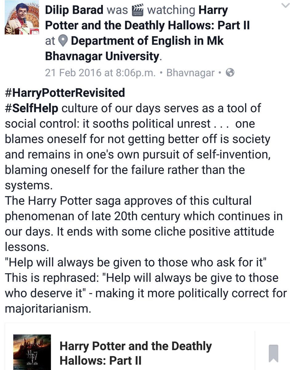engdeptbu's tweet photo. #MA#Sem4
#HarryPotter and the Deathly Hallows: Part II @JKRowlingDaily https://t.co/F6vI93uFDA