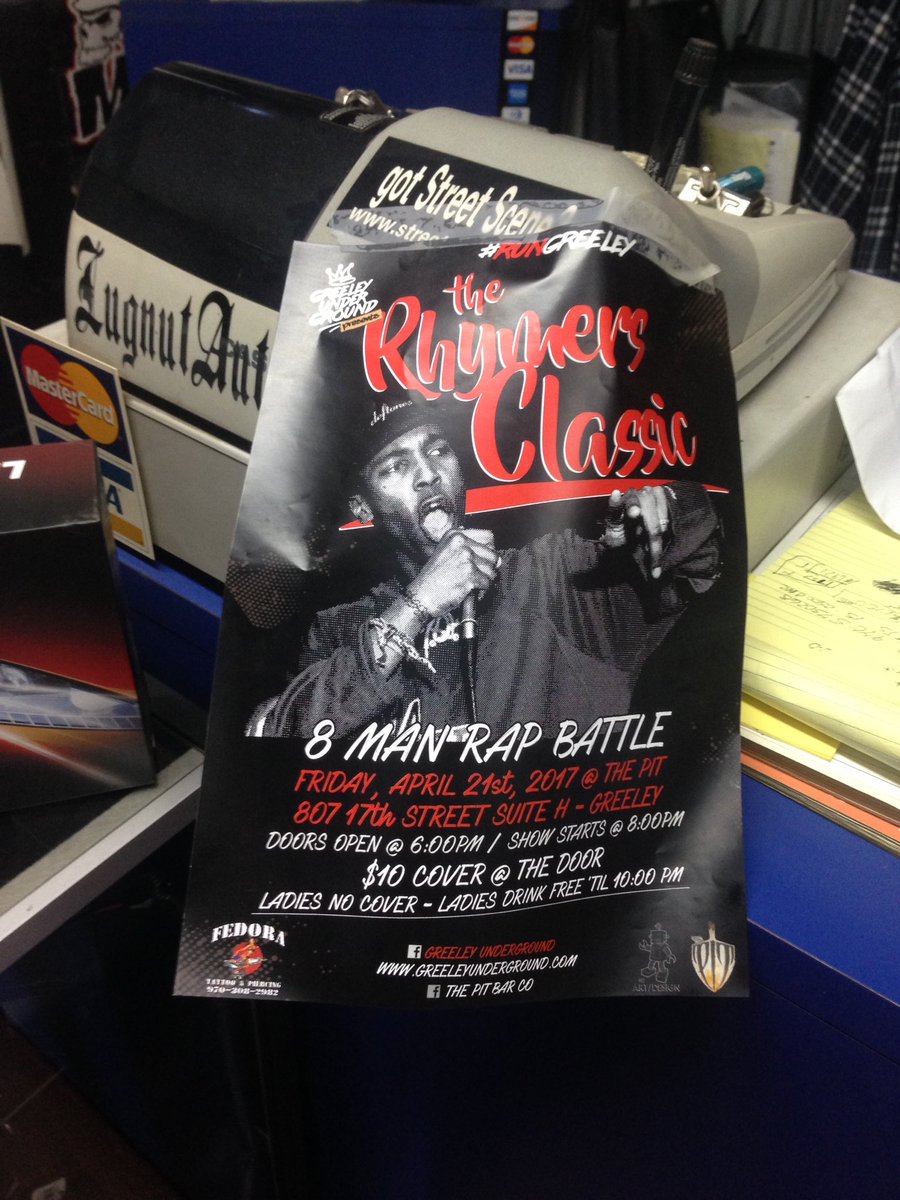 970Underground's tweet photo. Shoutout to @LugnutAuto for letting us hang our MC Battle flyer #RunGreeley https://t.co/DJEkQfTBUb