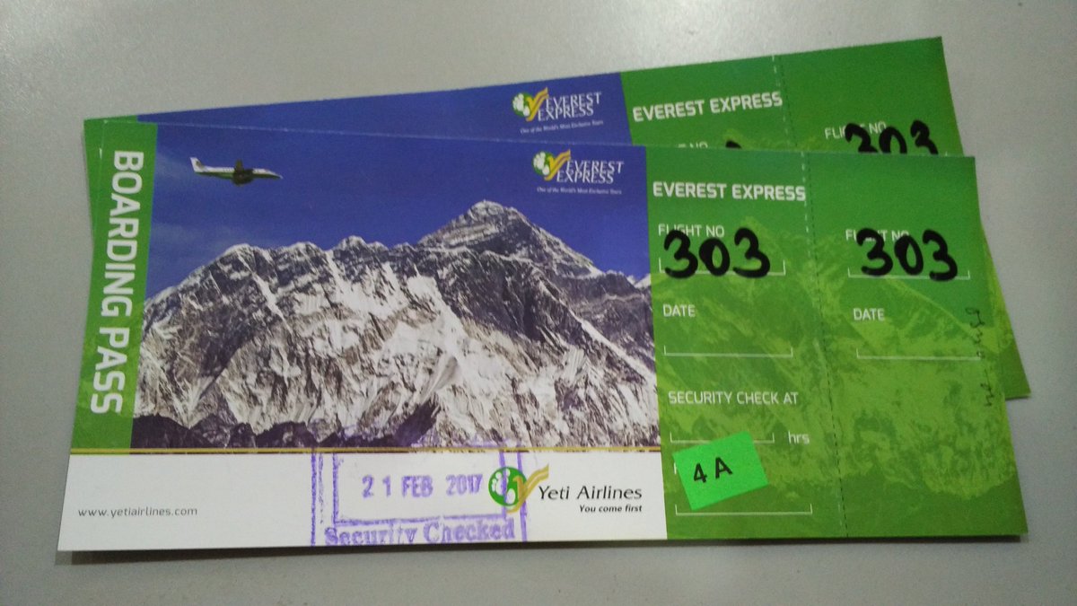 amrit_sharma's tweet photo. Boarding passes without any names make for the best experiences. #TopOfTheWorld #EverestExpress https://t.co/DNLnZE3m3U