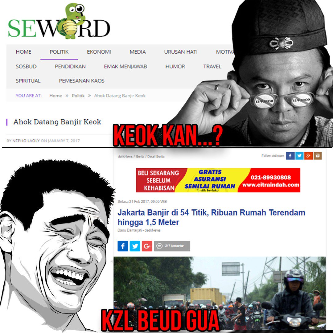 Maaf kami tidak pernah nantang turun hujan atau banjir..