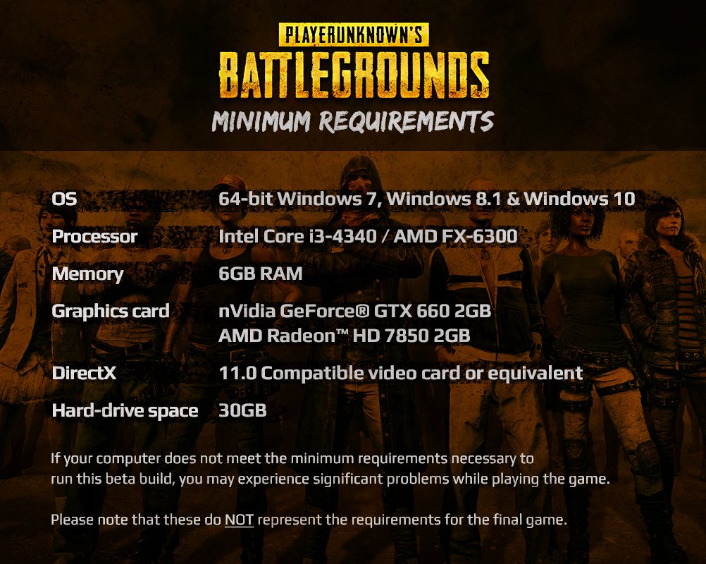 Minimum Requirements : PUBATTLEGROUNDS