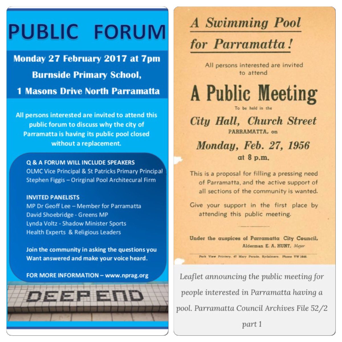 NthParraRAG's tweet photo. @reseyspru history repeats #saveparrapool public forum #itsnottoolate #poolfreezome .@parracity #crownland #handsoffpublicassets #nswpol https://t.co/91qsu5vPO1