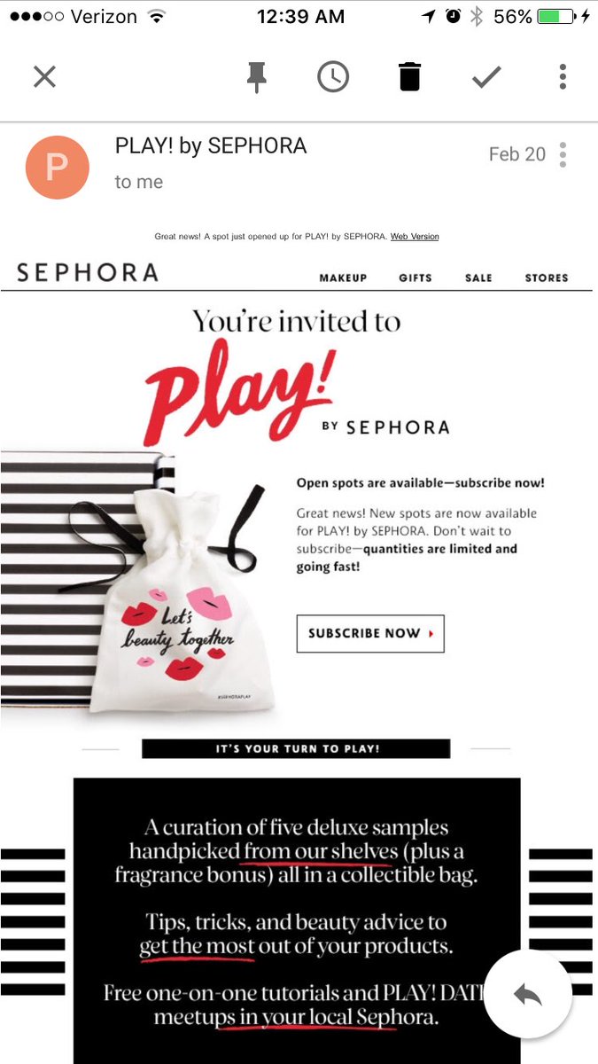 AlexHysick's tweet photo. @Sephora thanks for letting me know even though I signed up 2 months ago. #BetterLateThanNever #twoboxeslater #badnotificationsystem https://t.co/nyCaERqQyu