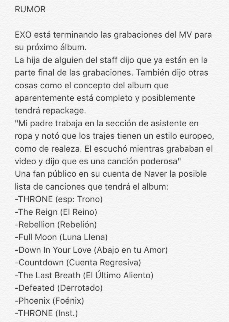 EXOLCHILE2's tweet photo. {INFO} 170221 Rumor sobre el próximo comeback de EXO https://t.co/SFnyzeZyoN