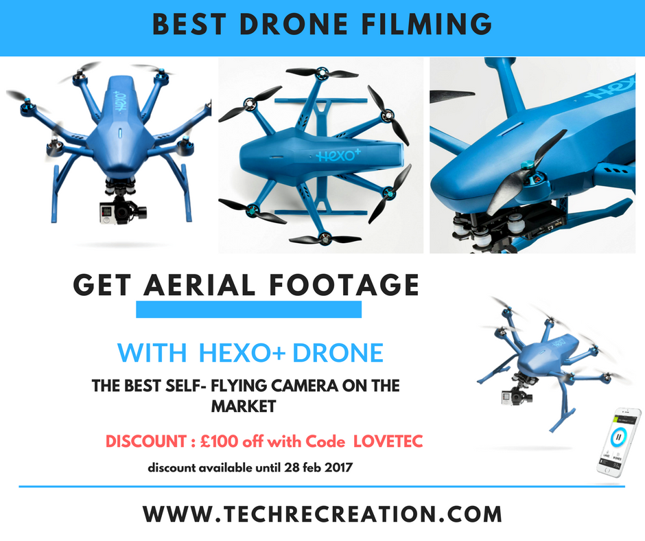 Get the best drone filming experience with Hexo+ drone at techrecreation.com #aerialfootage #gopro #actionfootage #actionfilming
