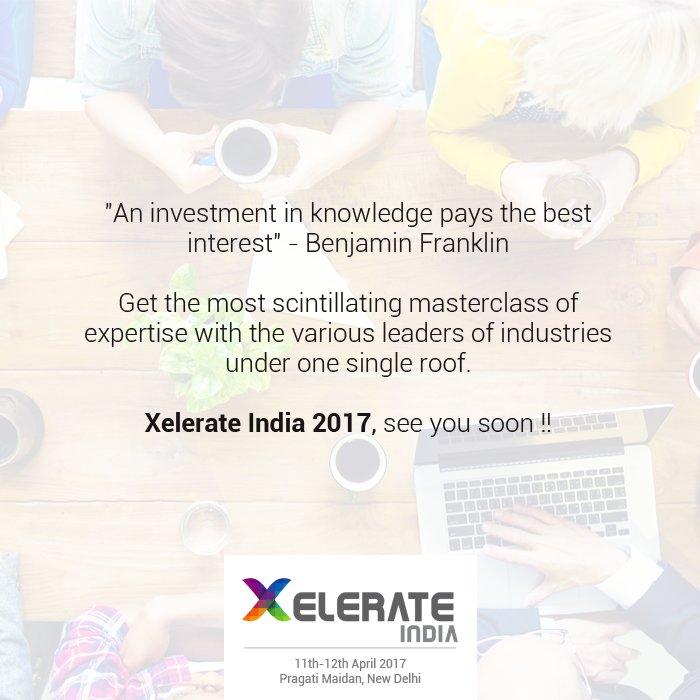 XelerateIndia's tweet photo. Mark your calenders,Xelerate India 2017 11-12th April
Register at https://t.co/6FmI5hFpFp #startups #gsf #jio #DigitalIndia #narendramodi https://t.co/B2Ppg4qNXl