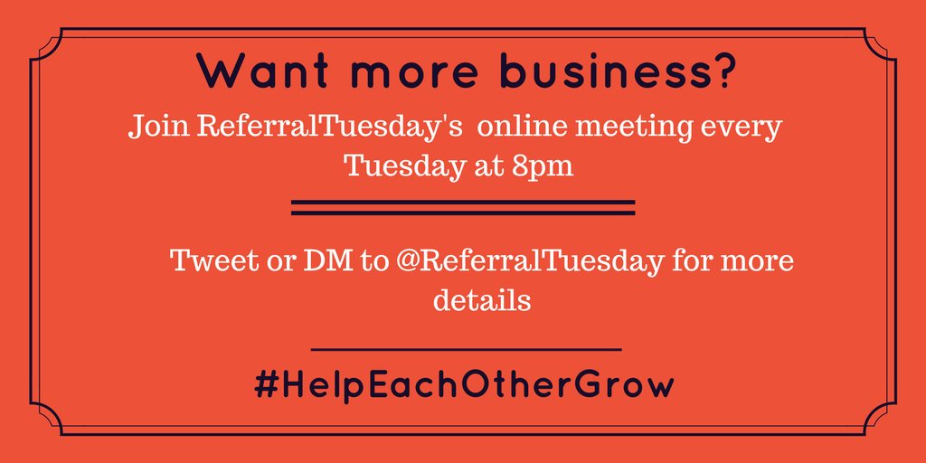 nistartupshour's tweet image. looking forward to @referralTuesday on tonight at 8pm. Send a tweet for further details.  Please Retweet