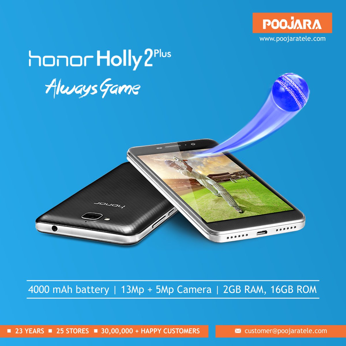 PoojaraTelecom's tweet photo. #AlwaysGame with the long lasting battery capacity of #Honor #Holly2Plus..!! Available at @Poojara_Telecom https://t.co/wfWAiKO9Kh
