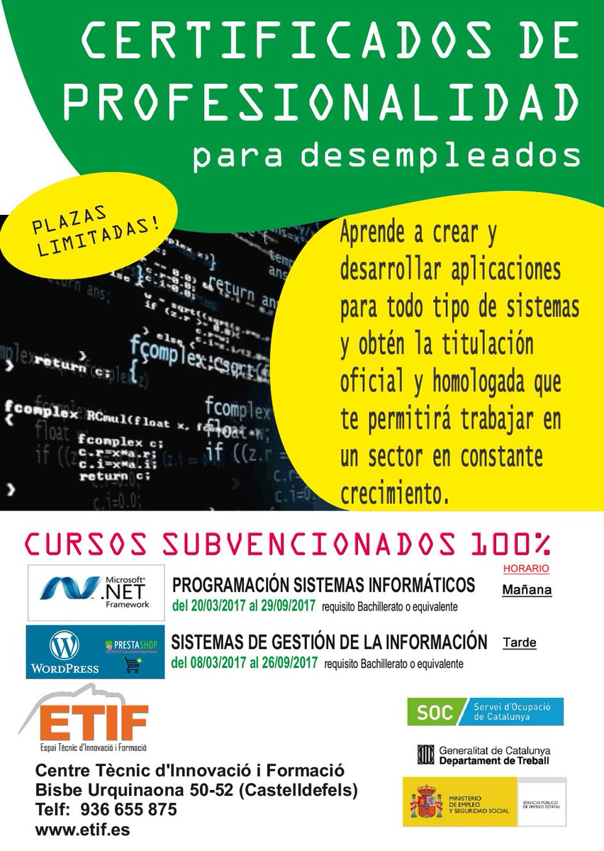 BestFormacio's tweet photo. Ven! Estos 2 cursos te convencerán #cursossubvencionados  #etif @BestFormacio https://t.co/AFBVsSx4kF