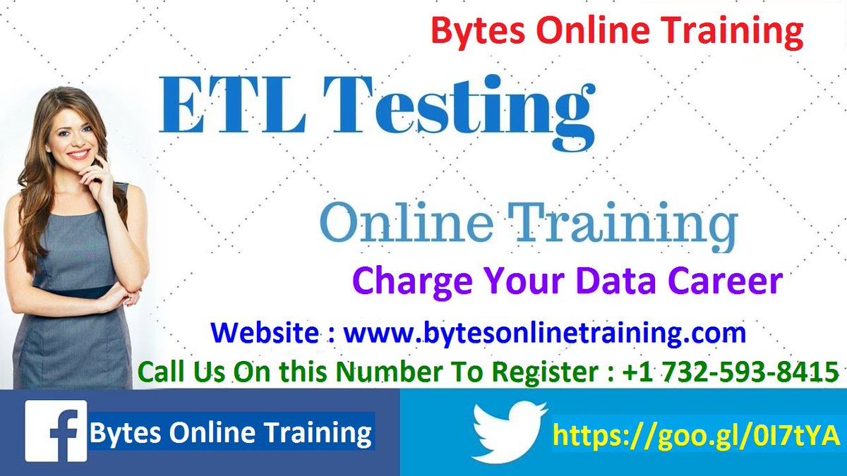 bytesonline's tweet image. #ETLTestingOnlineTraining
#CHARGE YOUR #DATA #CAREER
#BytesOnlineTraining
#https://goo.gl/TdYv6K
#Register here: goo.gl/GB6J8n