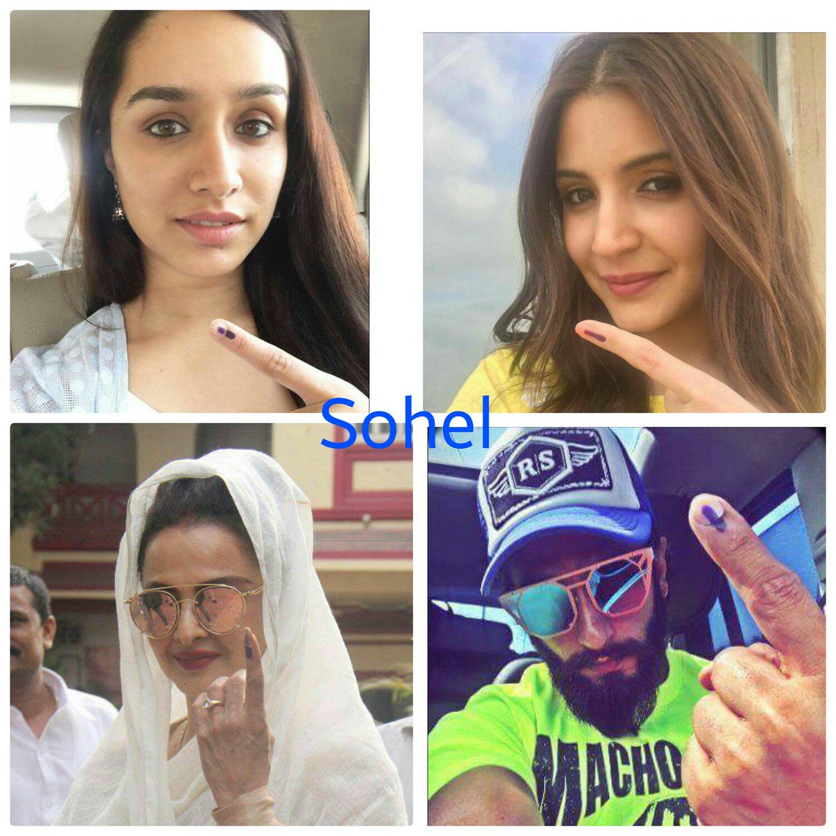 fidai_f's tweet photo. #Celebs #vote17  #Rekha #anushkasharma #SraddhaKapoor #RanveerSingh #Bmc #Polls2017 https://t.co/OuXvg8urPS