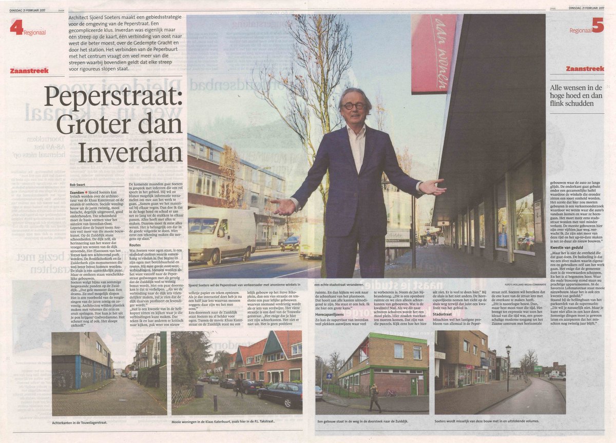 <a href="/nhdagblad/">Noordhollands Dagblad</a> interviewde <a href="/SjoerdSoeters/">Sjoerd Soeters</a> over de #Peperstraat en omgeving (<a href="/GemZaanstad/">Gemeente Zaanstad</a>), waarvoor we een gebiedsstrategie maken!