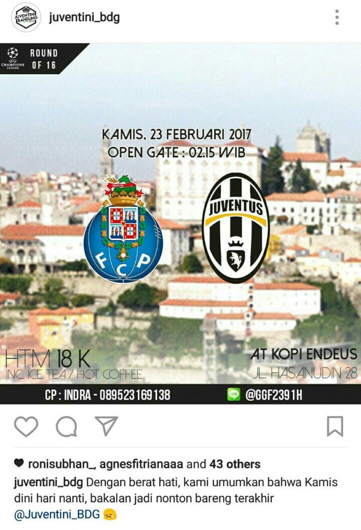 Bismillah, mungkin keputusan ini jadi nobar terakhir kita, jadi mariii kita ramaikan nobar nanti cc: <a href="/Juventini_BDG/">Juventini Bandung</a>