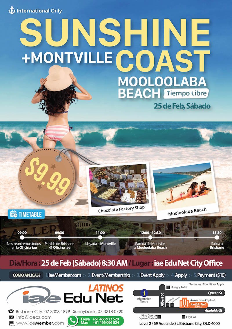 latinosiae's tweet photo. Sunshine Coast por $10? Registrate aqui https://t.co/tD9Vkdiq2l  #iaebrisbane #soylatino #sunshinecoast #friends #beach #summer https://t.co/uhW76kZV6l