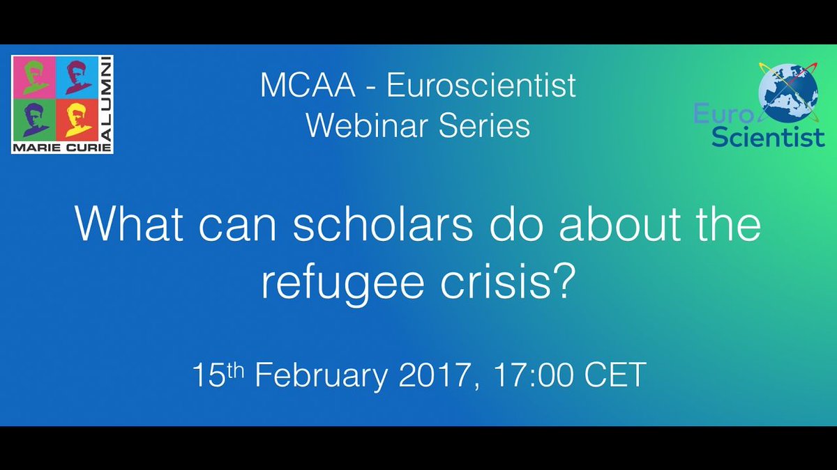Mariecurie_alum's tweet photo. Tune in to watch our latest webinar on "What can #scholars do about the #refugee crisis?" https://t.co/1u7eqAQllP https://t.co/GI08EJUKTz