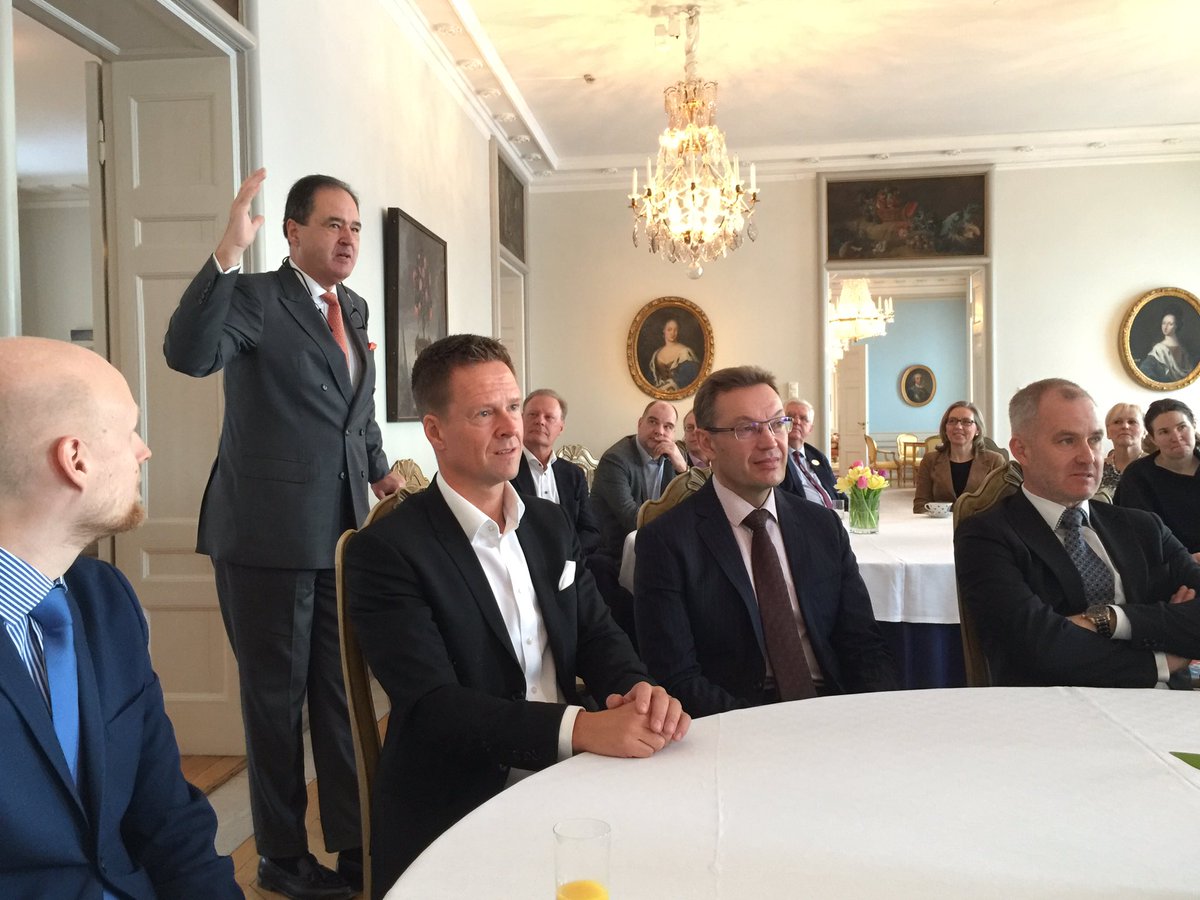 AndersAhnlid's tweet photo. Lars Midttun @IKEASuomi at well attended business breakfast @SveAmbFI - thanks f good discussion, incl on importance of #CSR. @TeamSwedenSE https://t.co/WwjuPKV1QY