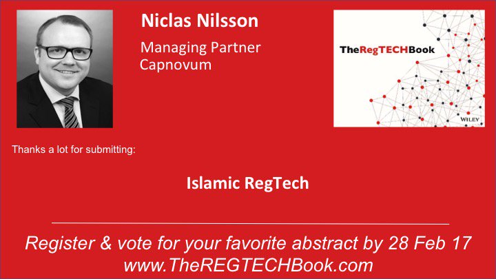 capnovum's tweet photo. Please support &amp; vote for our abstract: #IslamicRegTech https://t.co/T9oDEb2Psf #RegTech https://t.co/kMEBybeBrM