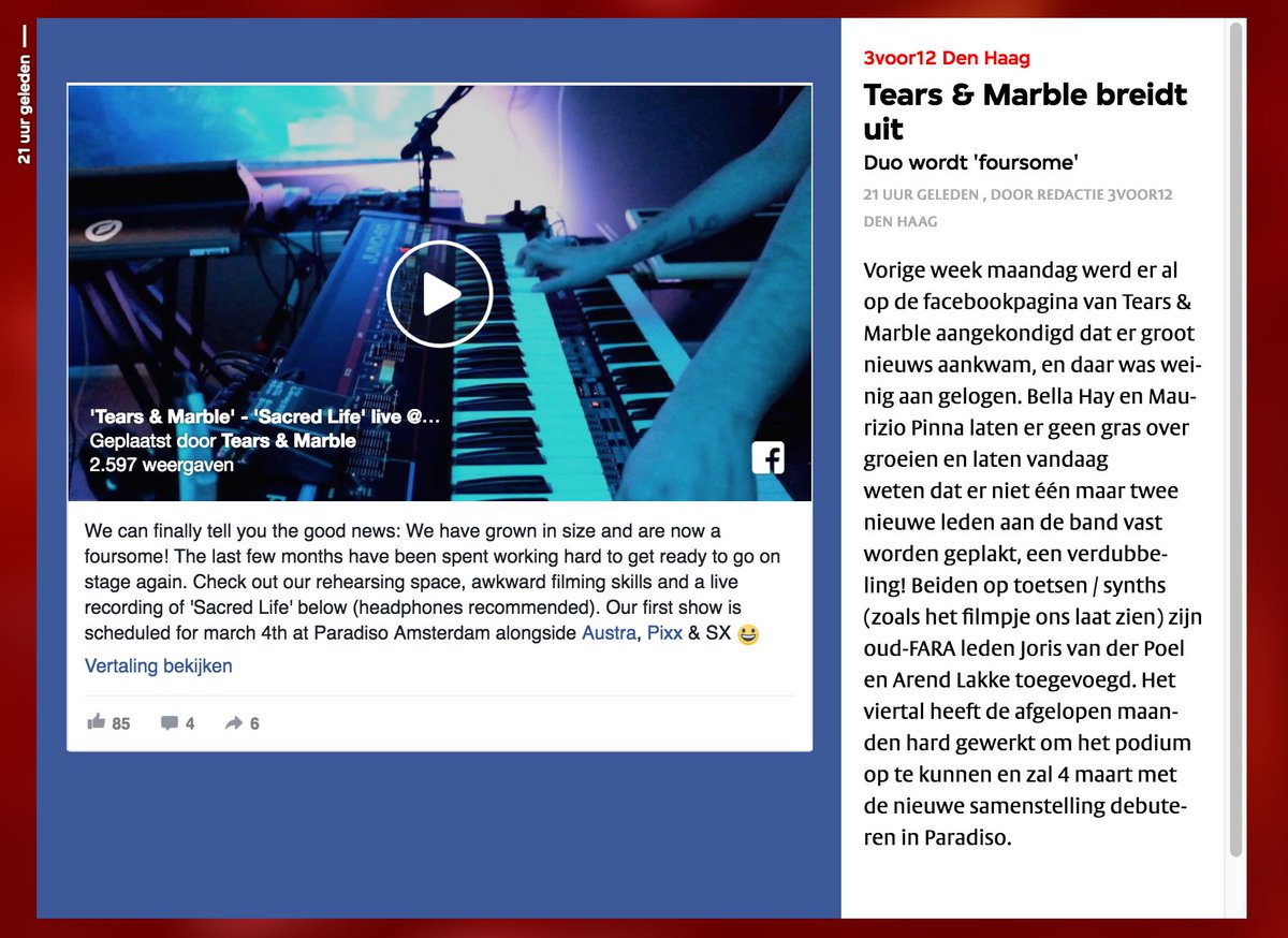 3voor12DenHaag's tweet photo. Uitbreiden! @TearsMarble bestaat vanaf nu niet uit twee maar uit vier personen. Dubbel plezier. 

https://t.co/RomVJHfOVj https://t.co/uMVFjCsCtJ
