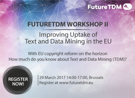Want to hear our policy recommendations for text and data mining in the EU and share your views? Join us at our Brussels workshop. #DSM #TDM