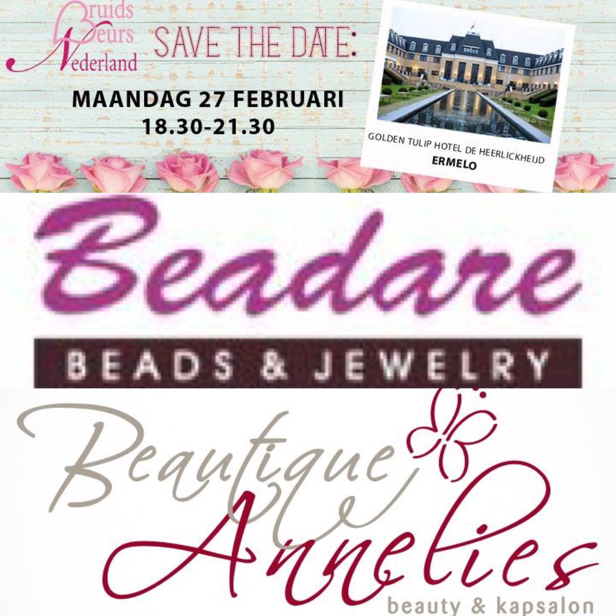 BruidsbeursNL's tweet photo. Beadare Beads &amp; Jewelry adviseert je graag over jouw trouwsieraden en Beautique Annelies legt je graag van top tot teen in de watten! https://t.co/sH0FjqKgkW