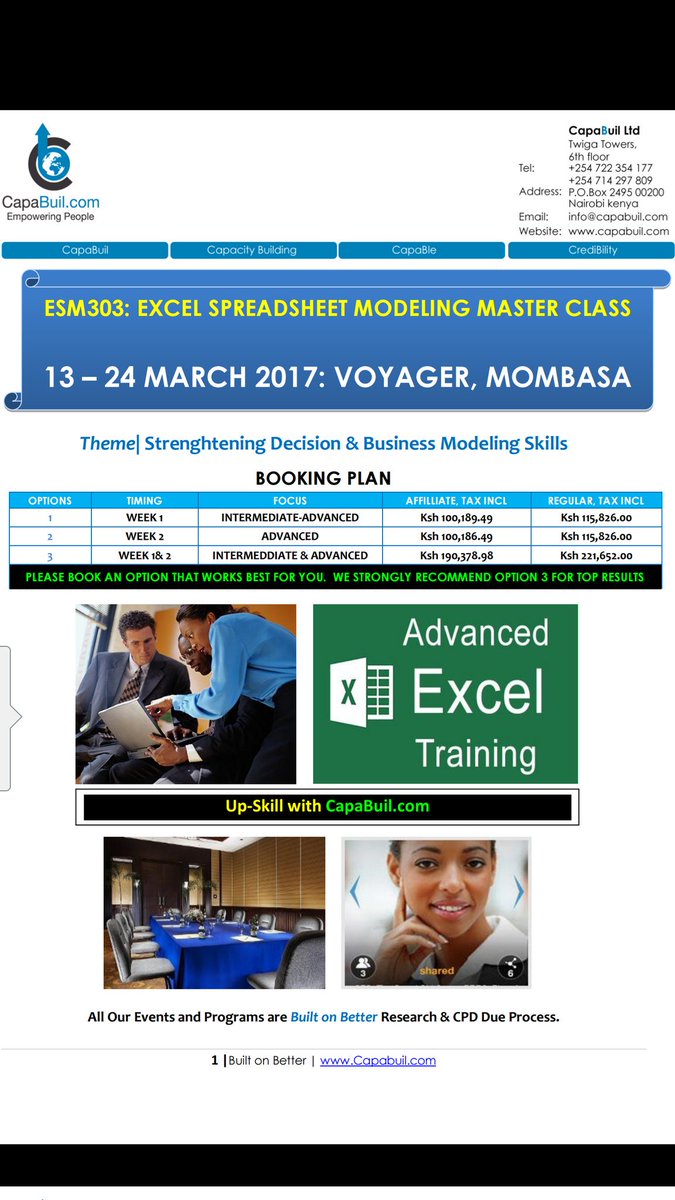 LeadTrainLearn's tweet image. #Excelmodeling  Masterclass. . 2WKS .. #Mombasa .... capabuil.com/events/view-ca…