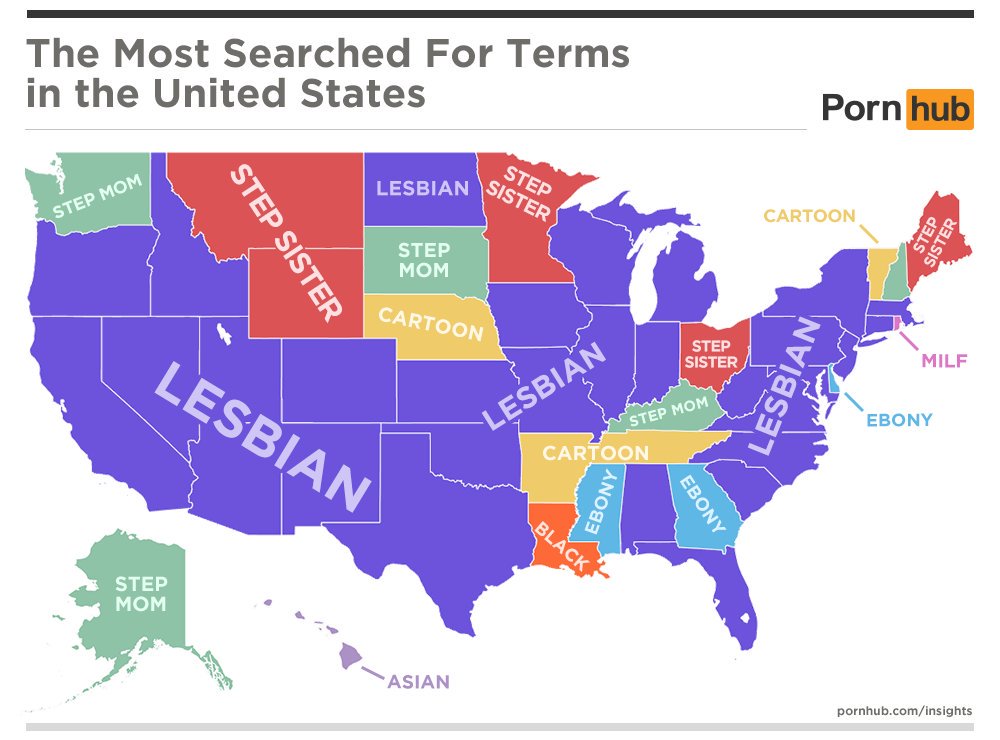American’s know some dirty words - Adult website #Pornhub has released its most-searched terms #map  <a href="/Guerrilla_Mkt/">Guerrilla Marketing</a>  radbulls.com/Dirty-Words