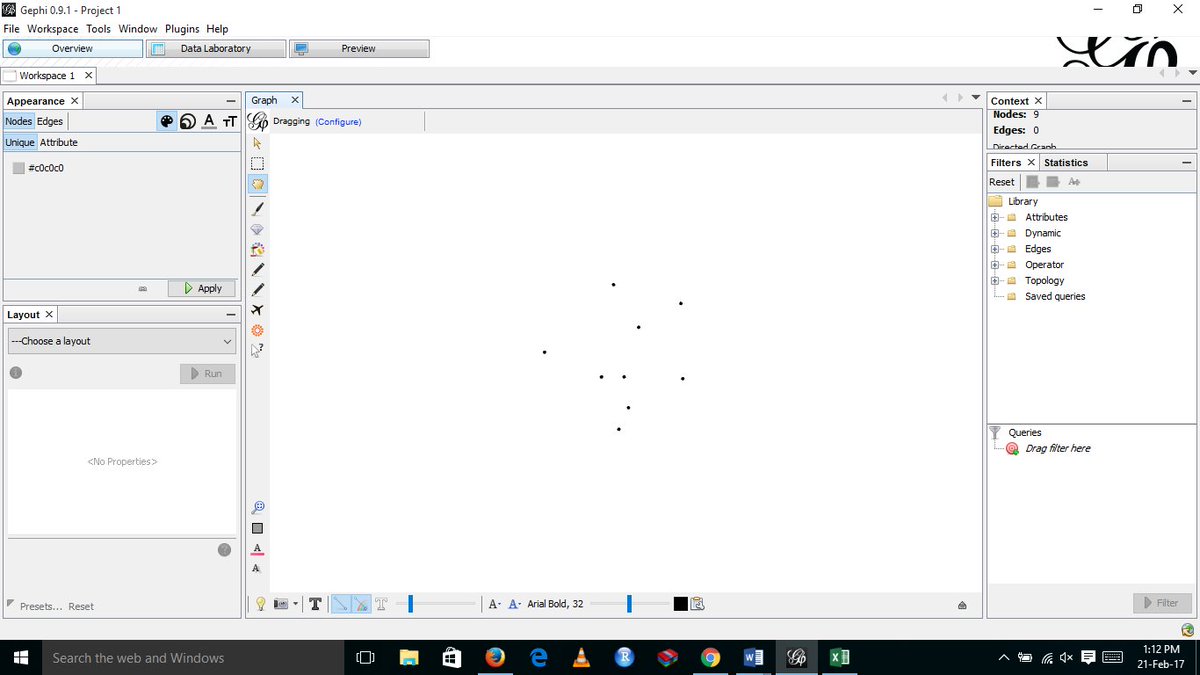 wodada96's tweet photo. I uploaded my data to #gephi and #SNA was done. this is the screenshot of what i see @SartasM https://t.co/d73K62XrJQ