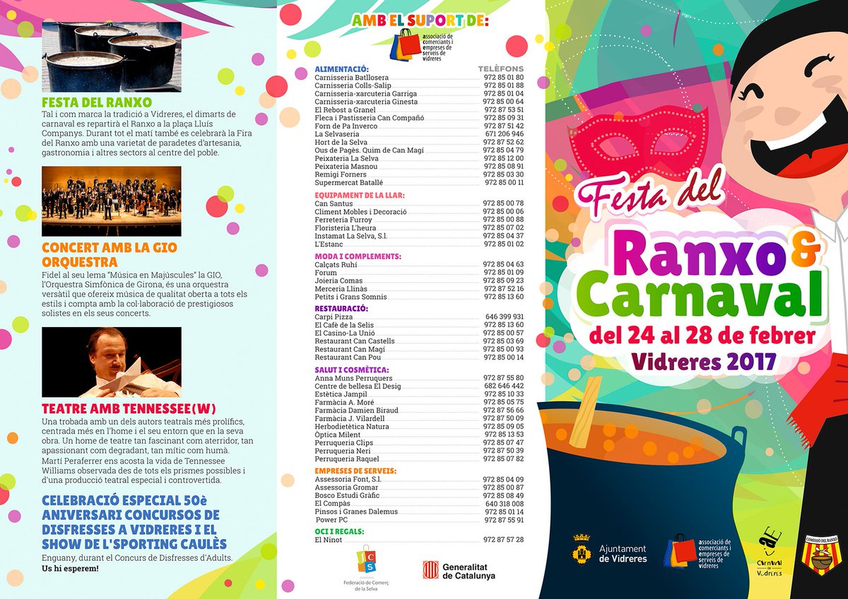ajvidreres's tweet photo. Arriba la Festa del #Ranxo i el #carnaval 2017 a #Vidreres. No et perdis cap activitat del 24-28/02 https://t.co/AdCHBfYqXx @Ranxo_Vidreres https://t.co/fXGYvEuT5G