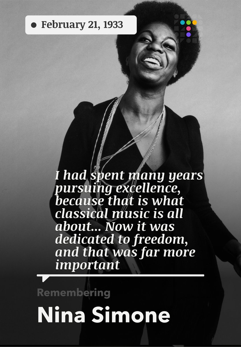 tiimelines's tweet photo. #todayintiime
https://t.co/GHdInQAUBD
Today we celebrate the life and music of #NinaSimone, the #legend
#tiimelines #tiime #jazz #queen https://t.co/979saTL28Z