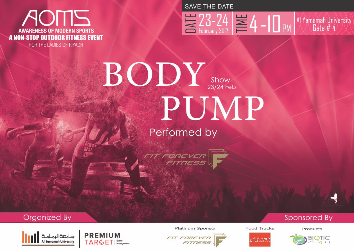 AOMS2017's tweet photo. #اومز٢٠١٧ وفر لك
Bodypump
وهو تمارين فعالة للحفاظ على رشاقتك💪حرق 600 سعرة حرارية في خلال ساعة. ممارسة هذه التمارين تنحت الجسم👌.
#aoms2017 https://t.co/hrbPJQuKE5