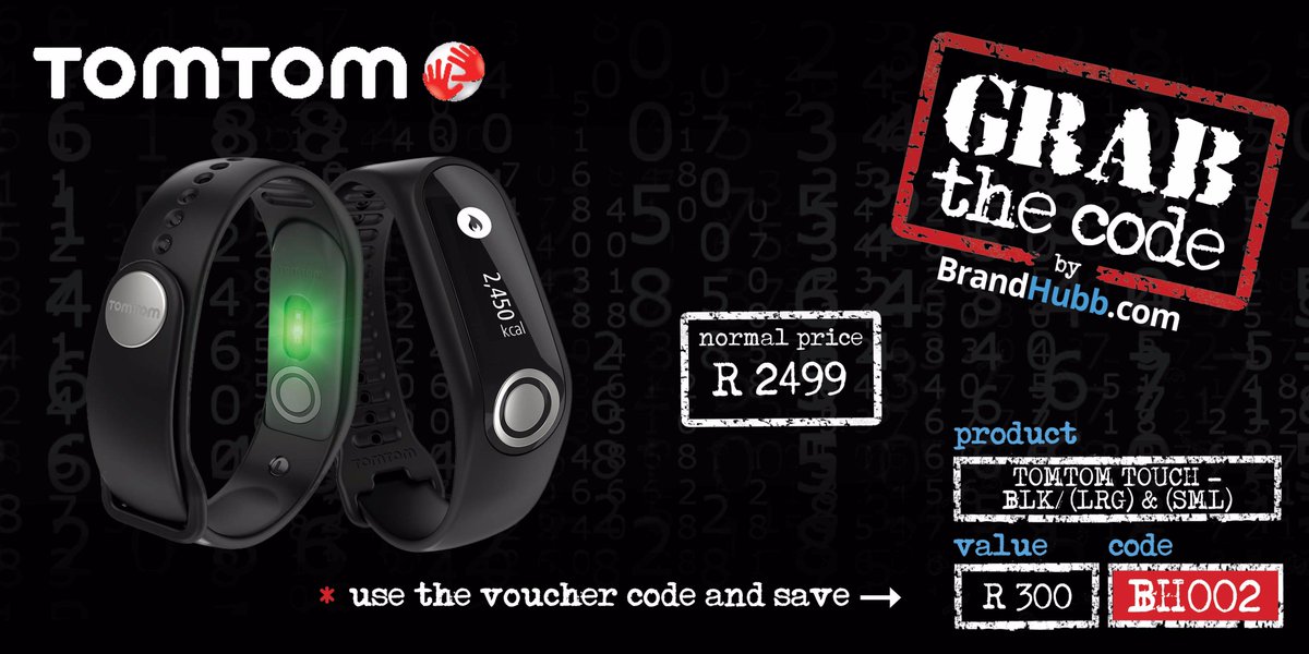 brandhubbsa's tweet photo. #GrabtheCode
Use code:BH002 when purchasing the TomTom Touch & save R300!
Product subject to availability.
https://t.co/ncqGjWuQoC https://t.co/gY6hJZ2NF1