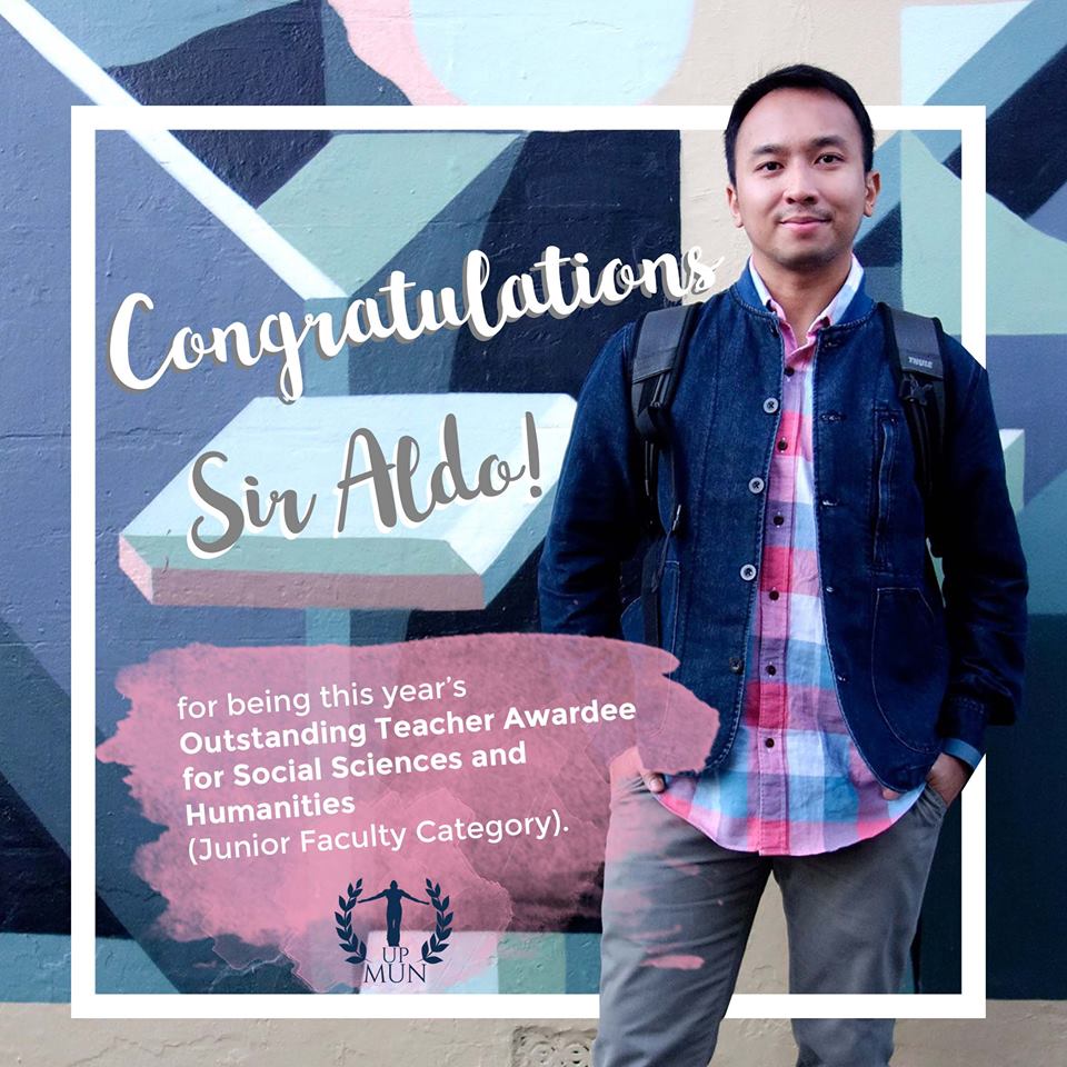 UP_MUN's tweet photo. Congratulations to Sir Aldo Lim, our junior adviser, on your achievement! We're proud of you! https://t.co/TgQinZo2DA